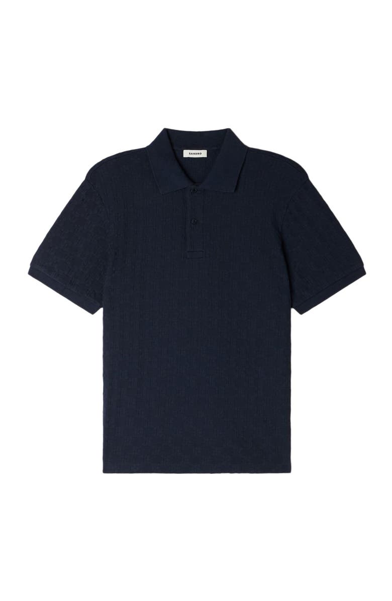 SANDRO Square Cross jacquard polo shirt, Alternate, color, Midnight Blue