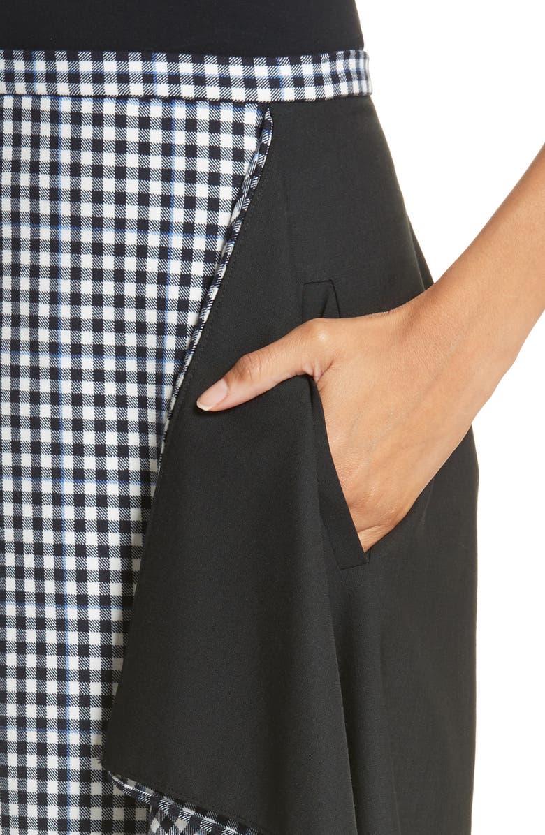 Tibi Gingham Ruffle Skirt, Alternate, color,