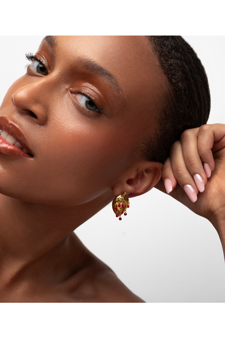Strawberry Stud Earrings, Alternate, color, Gold