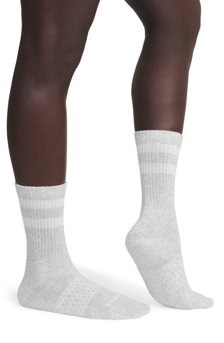Bombas Vintage Stripes Half Calf Crew Socks, Alternate, color, Varsity Grey Heather