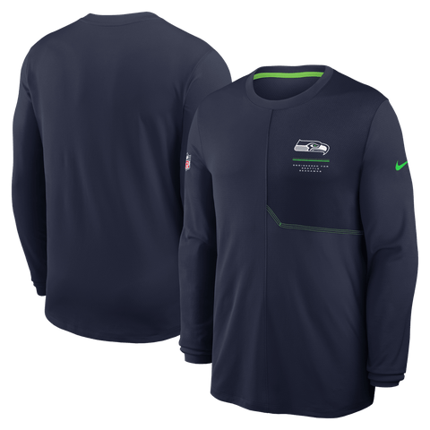 Men's Nike  College Navy Seattle Seahawks Sideline Coaches UV Dri-FIT Long Sleeve Shirt
