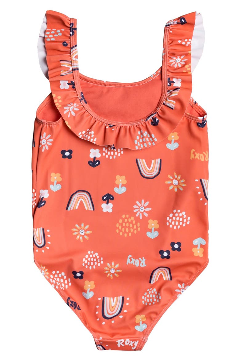 Kids' Ruffle One-Piece Swimsuit, Alternate, color, DEEP SEA CORAL