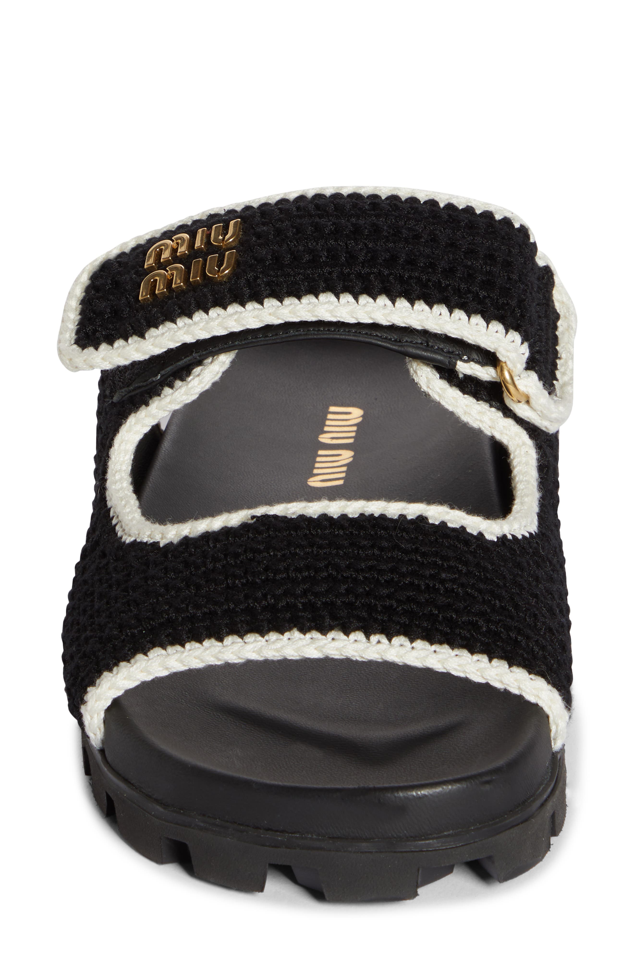 Miu Miu Crochet Double Band Slide Sandal, Alternate, color, 