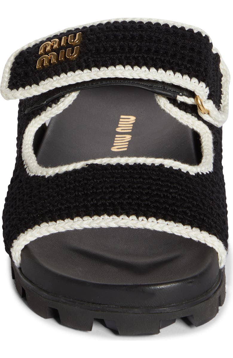 Miu Miu Crochet Double Band Slide Sandal, Alternate, color,