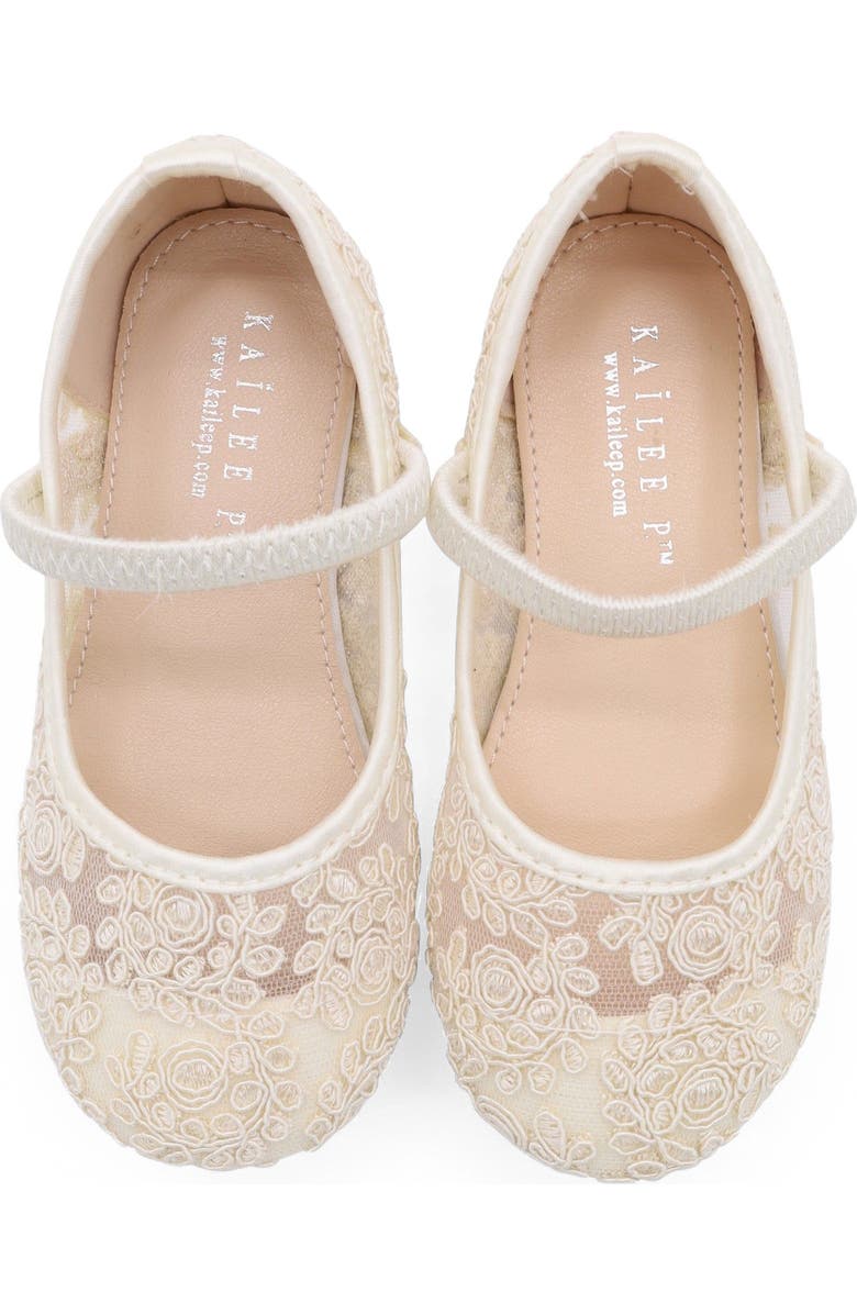 Kailee P Pas Crochet Lace Mary Jane Flats, Alternate, color, Ivory