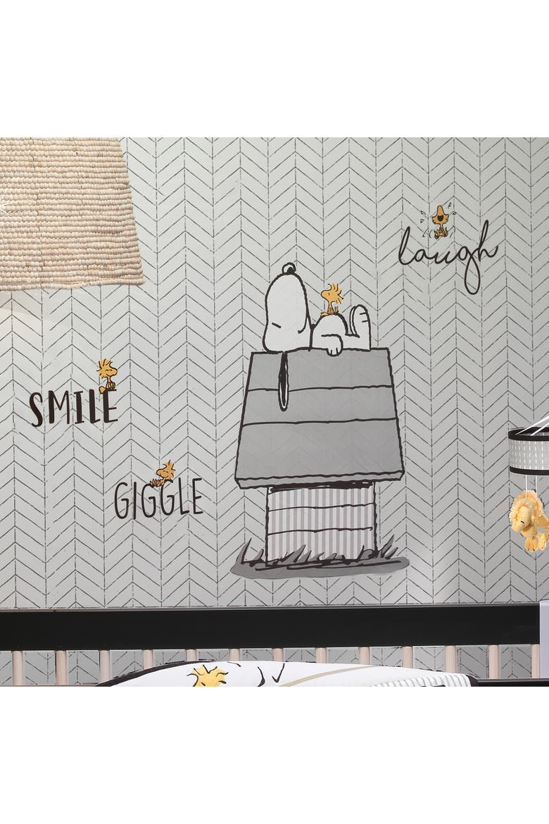 Classic Snoopy with Woodstock & Dog House Wall Decals, Alternate, color, Gray