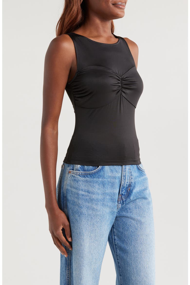 Slinky Jersey Ruched Tank Top, Alternate, color, BLACK001