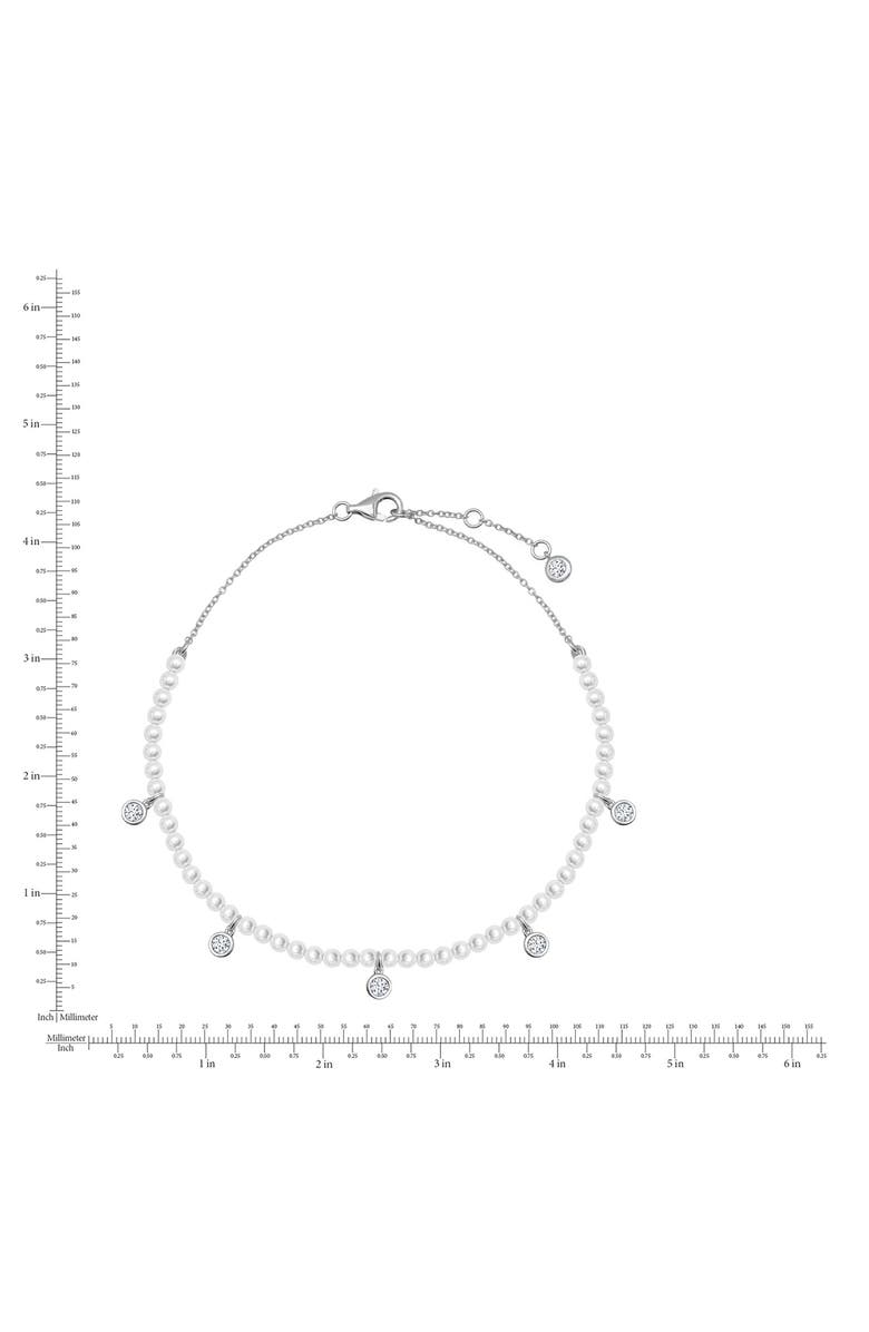 Crislu Cultured Pearl Anklet, Alternate, color, Pure Platinum/ Clear Stone