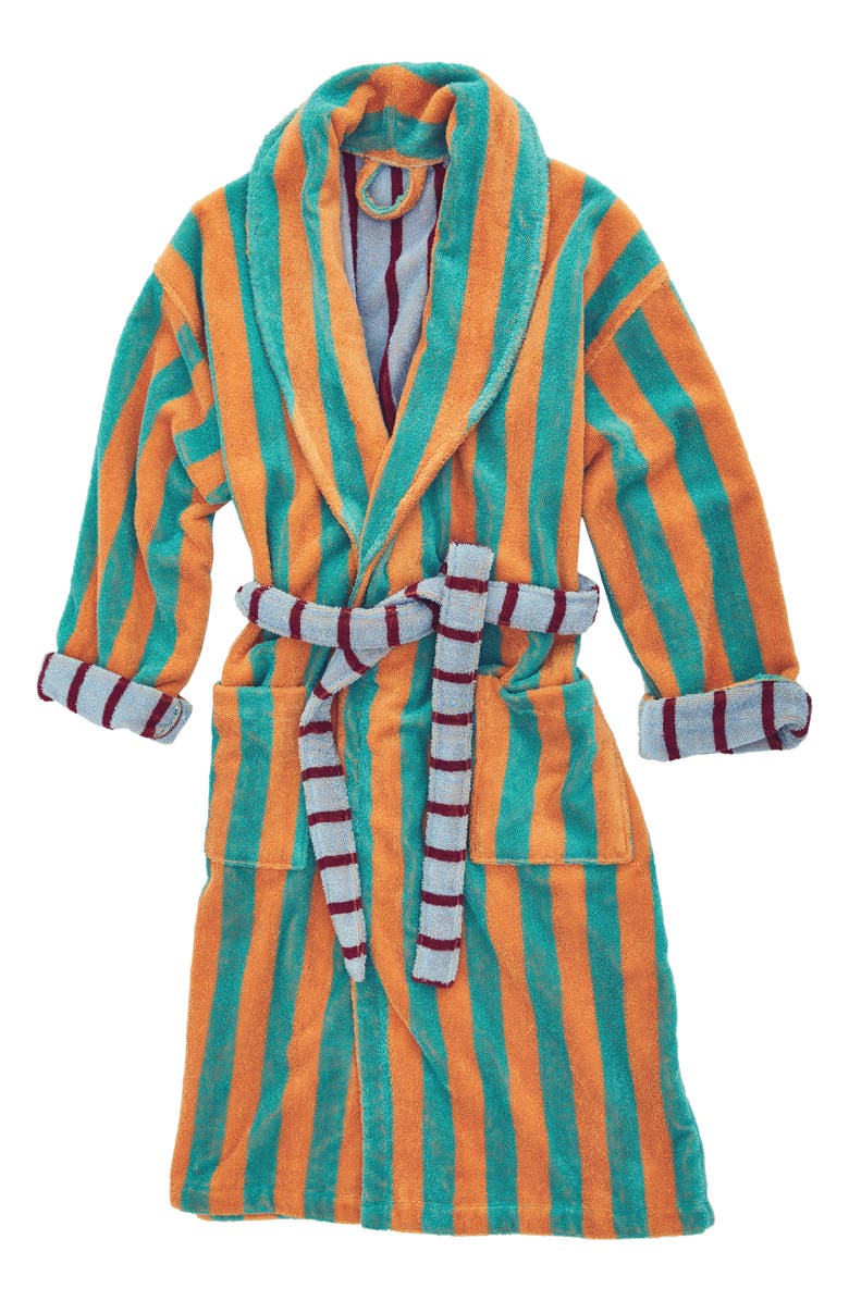 Dusen Dusen Cantaloupe Stripe Cotton Terry Robe, Main, color, 