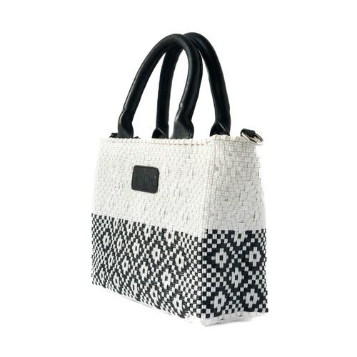 Tin Marin Small Woven Crossbody Bag With Leather In White
