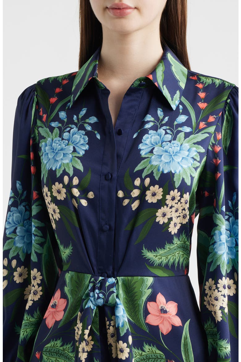 Floral Print Long Sleeve Maxi Shirtdress, Alternate, color, NAVY MULTI