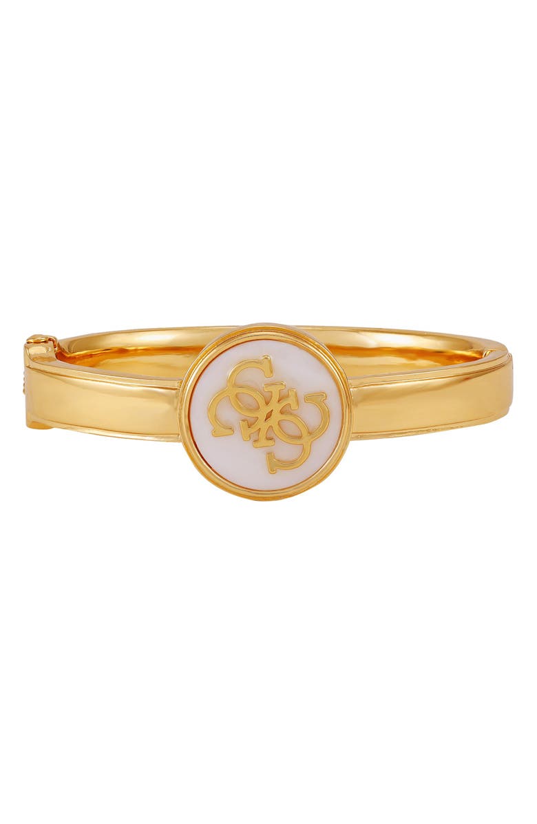 GUESS Enamel Logo Hinge Bracelet, Alternate, color, Gold Tone