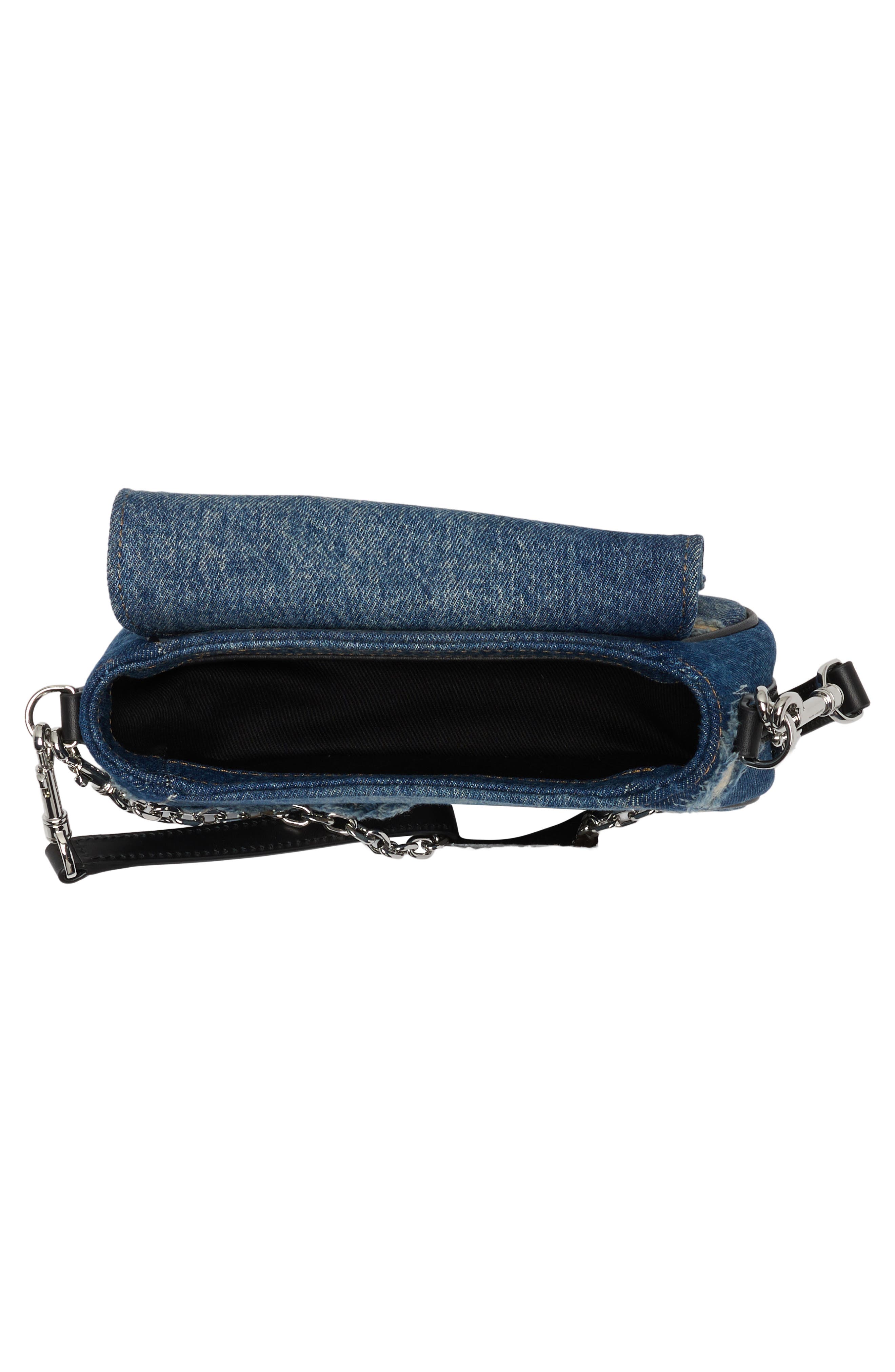 The Clover Distressed Denim Shoulder Bag, Alternate, color, PUNK INDIGO