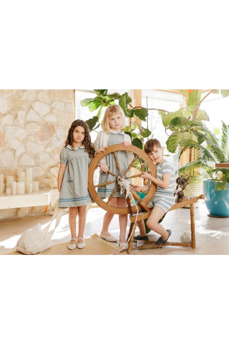 Looms Wave Collection - Tulip Collar Short Sleeve Dress for Little Kids, Alternate, color, Blue