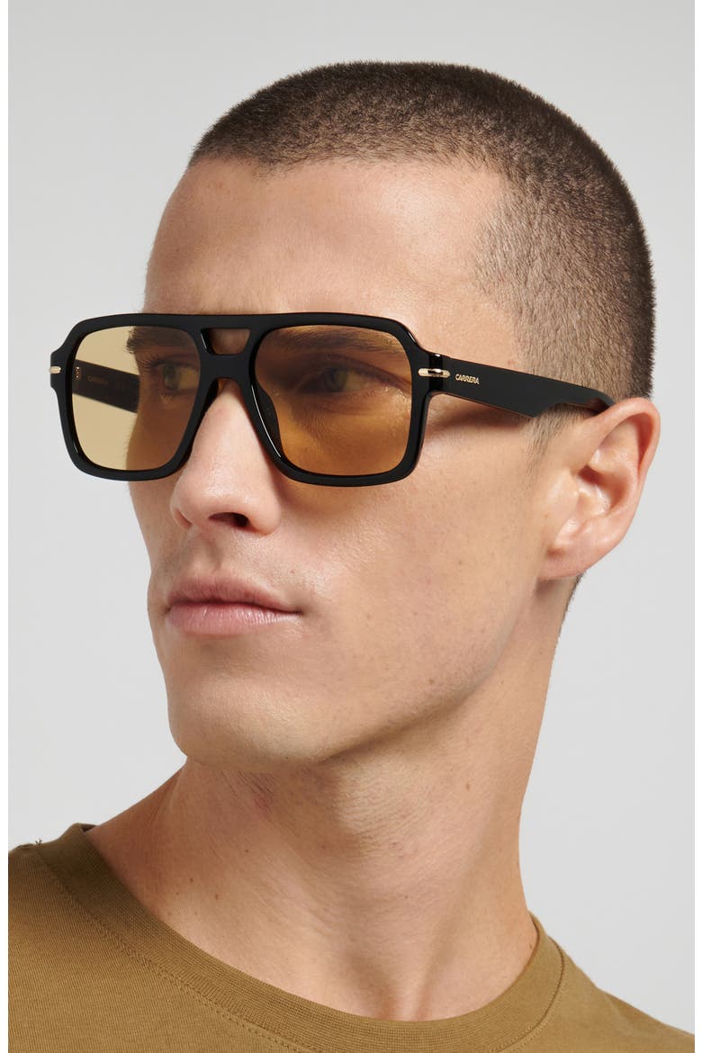 56mm Square Sunglasses, Alternate, color, BLACK/ YELLOW