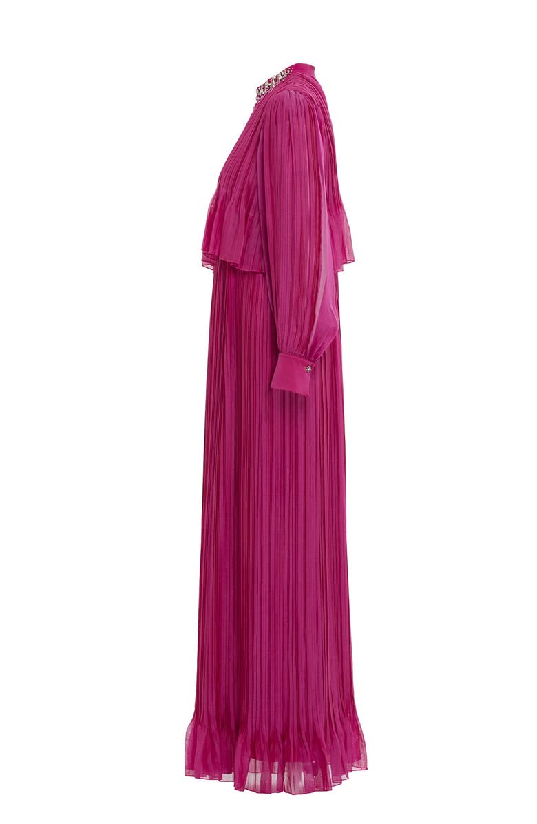 Gizia Embroidered Collar Pleated Maxi Light Violet Dress, Alternate, color, Violet