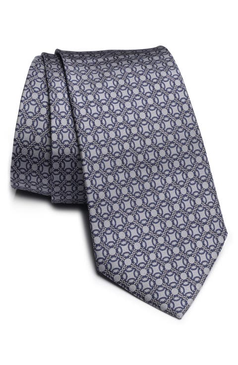 Prospect Chain Link Print Silk Tie