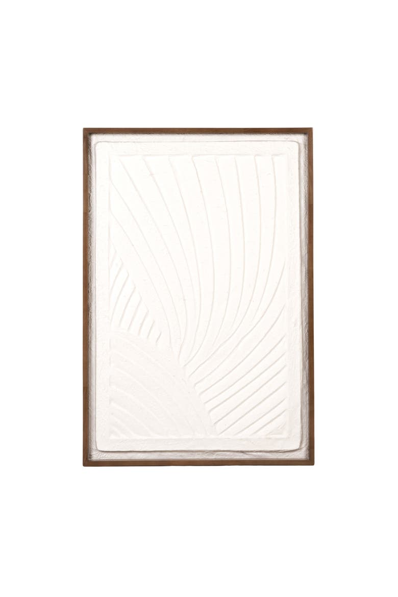 Oak Wood Framed Textured Wall Art Panel with Organic Relief Design, Cream, Alternate, color, Cream