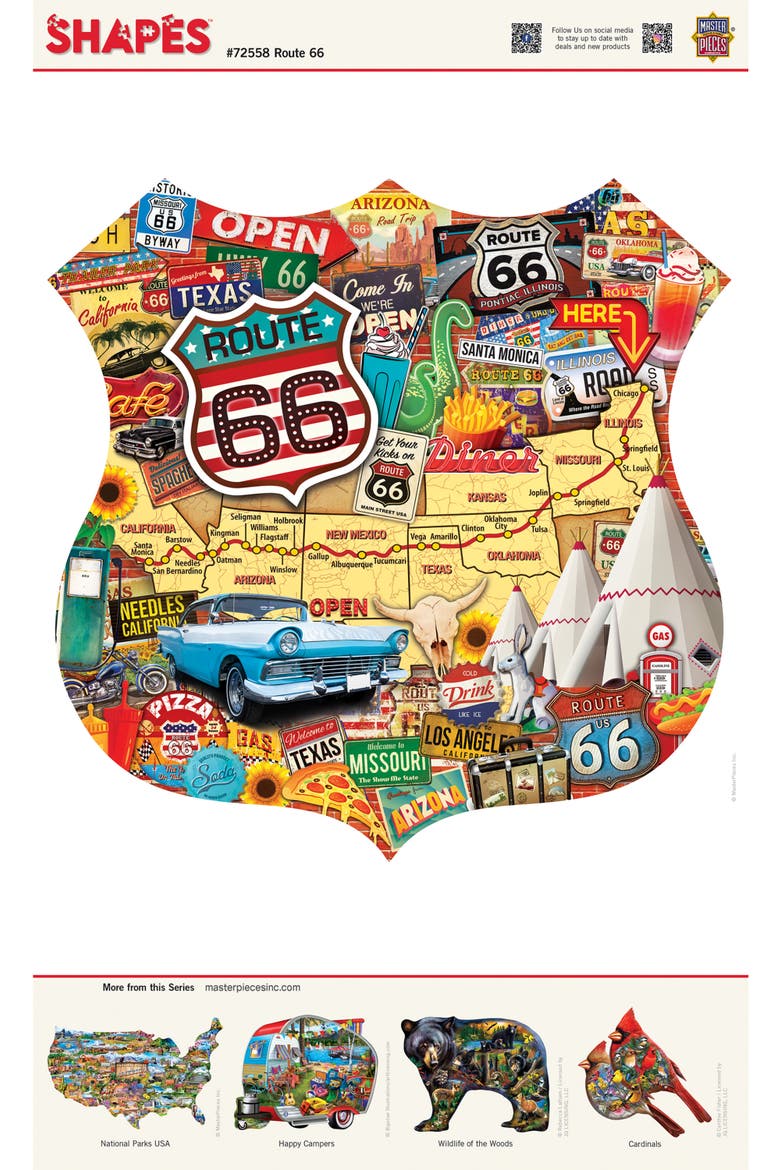 Route 66 1000 Piece Shaped Puzzle, Alternate, color, Multicolor