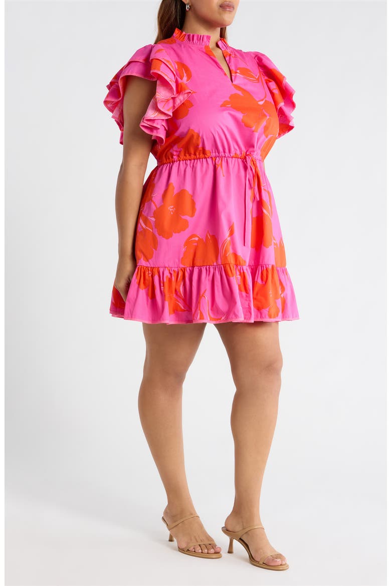 Aurea Floral Alina Ruffle Minidress, Alternate, color, PINK/RED MULTI