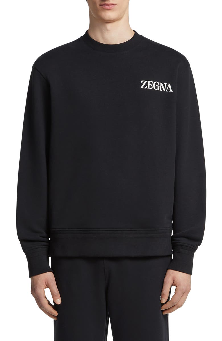 ZEGNA Soft Touch Cotton French Terry Sweatshirt, Main, color, 