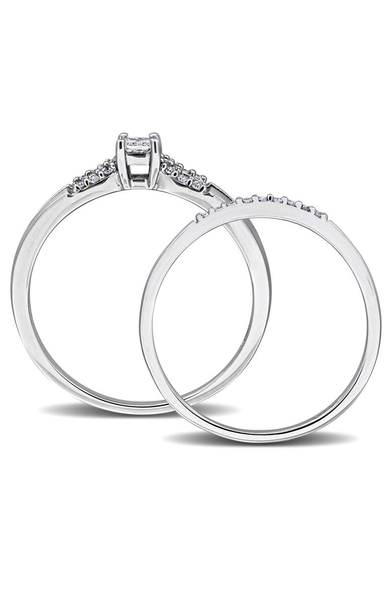 Diamond Split Shank Bridal Ring Set, Alternate, color, Sterling Silver
