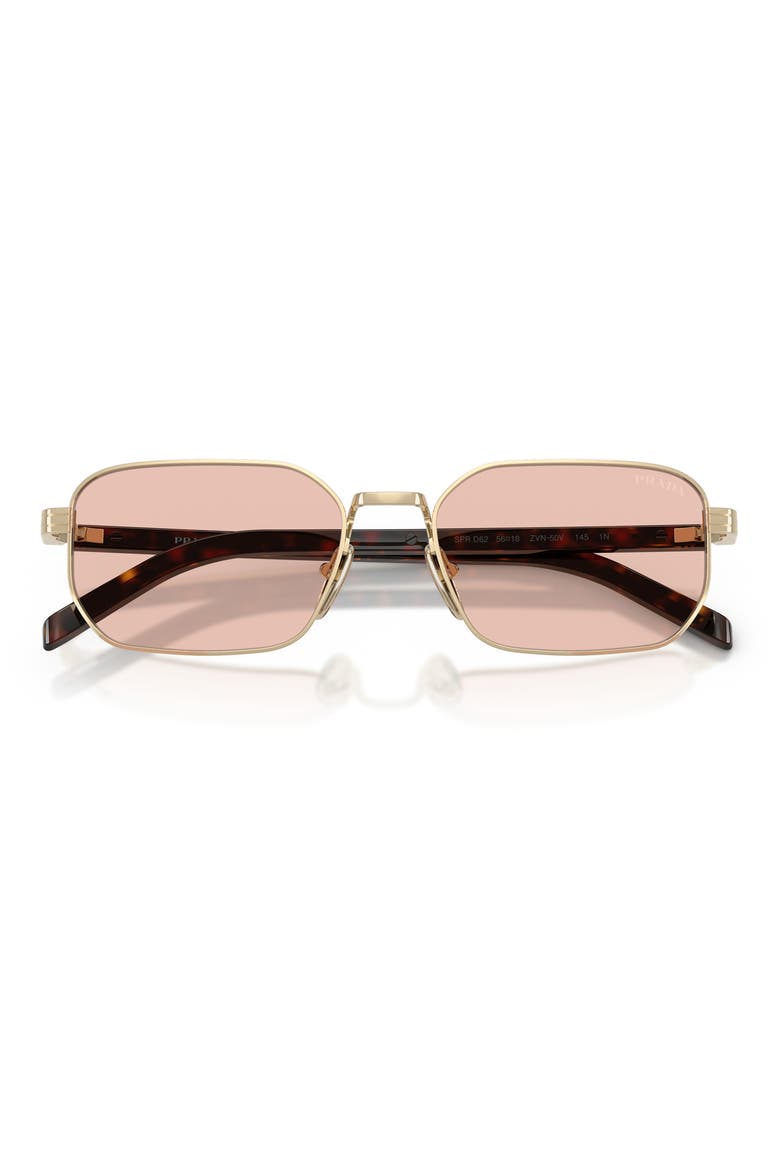 PR D62S 56mm Rectangle Sunglasses, Alternate, color, PALE GOLD / PINK