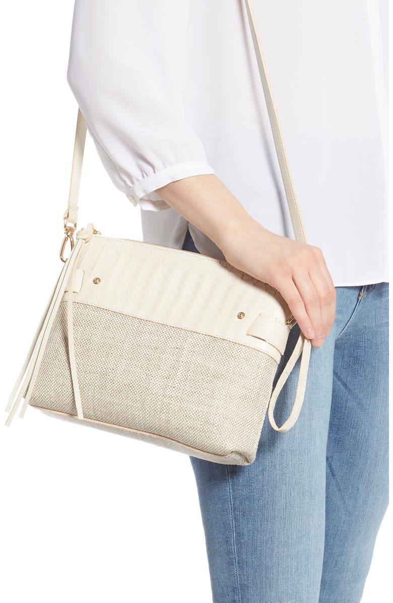 Nancy Gonzalez Medium Cristie Linen & Genuine Crocodile Tote, Alternate, color,