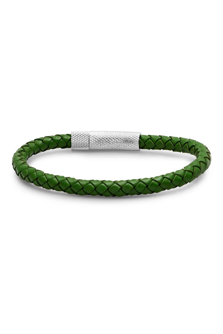 Braided Leather Bracelet, Main, color, GREEN