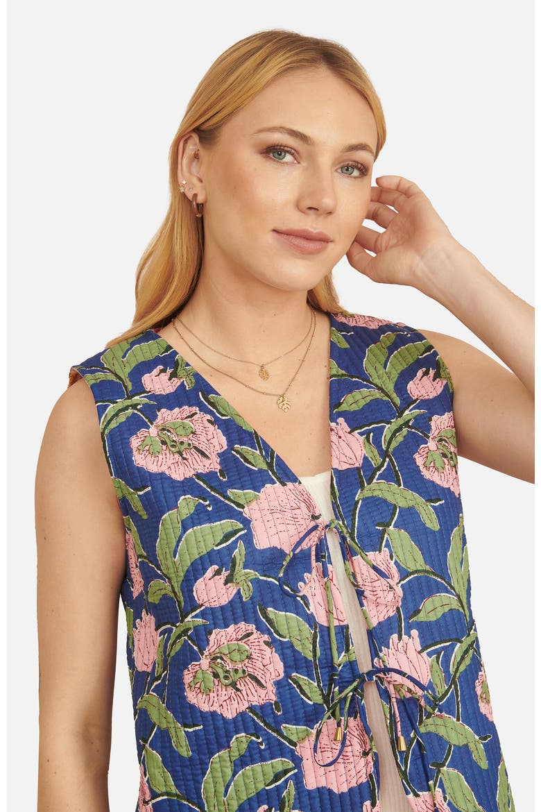 Floral Reversible Quilted Vest Jacket, Alternate, color, Navy