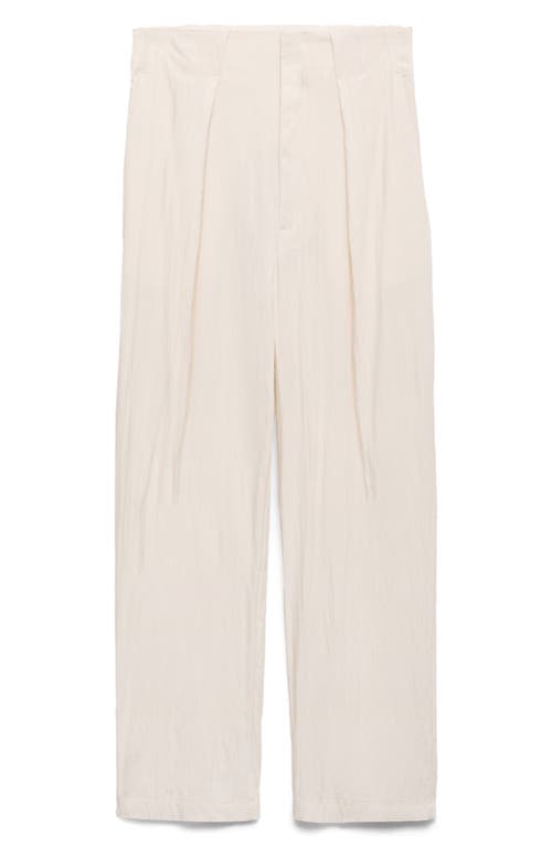 Mango Flowy Pleated Crop Pants In White