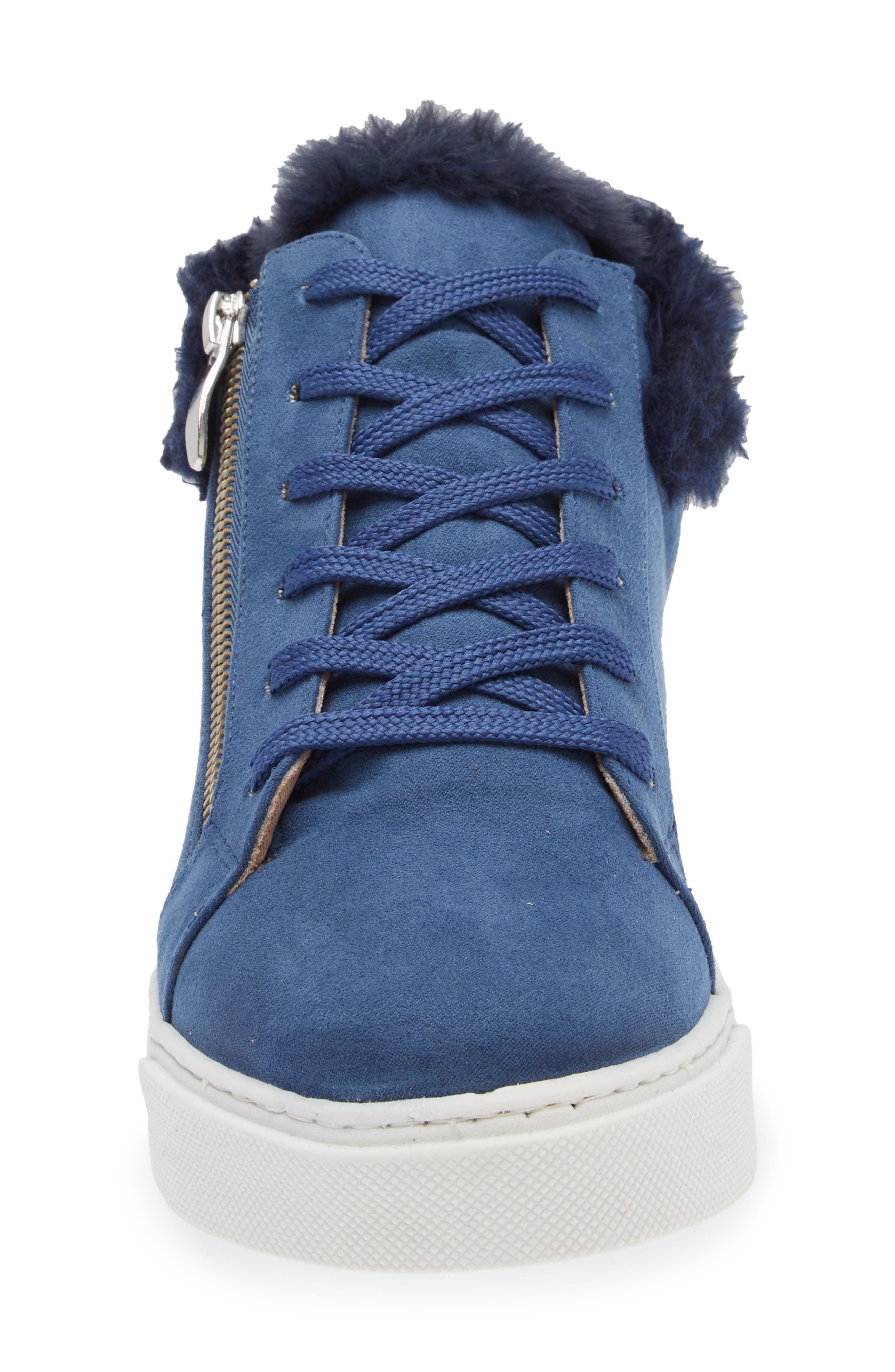 Love Rio Debbie Faux Fur Zip Sneaker, Alternate, color, Blue