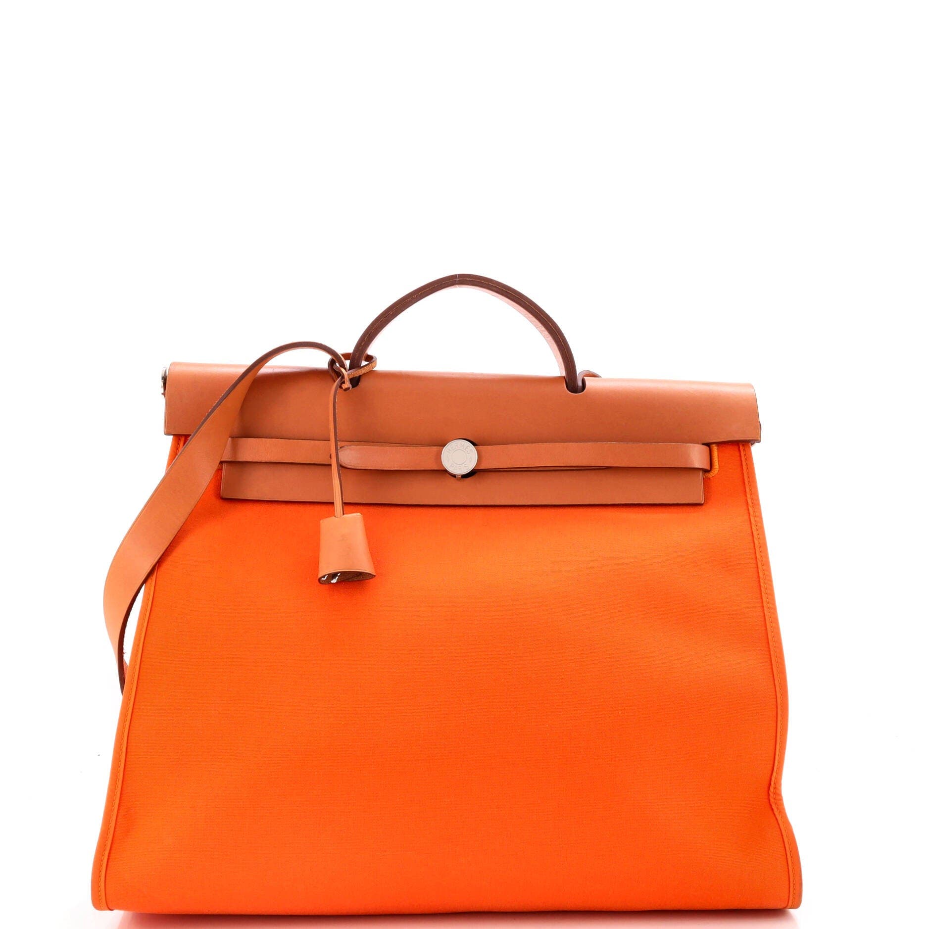 Herbag Zip Leather and Toile 39, Main, color, Orange