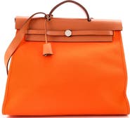 Pre-Owned Hermes Herbag Zip Leather and Toile 39