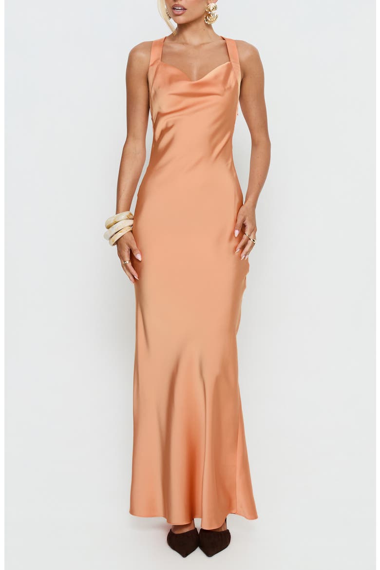 Isitt Cowl Crossover Back Maxi Dress, Main, color, ORANGE