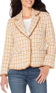 Liverpool Los Angeles Fringe Detail Check Tweed Blazer