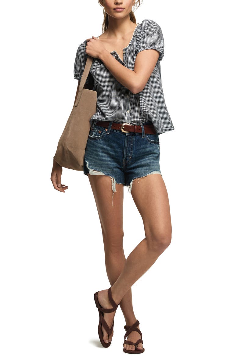 High Waist Denim Mom Shorts, Alternate, color, HIDDEN