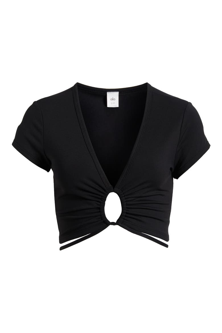 Airbrush Keyhole Cutout Crop Top, Alternate, color, BLACK