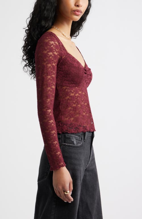 Bp. Pretty Lace Top In Burgundy