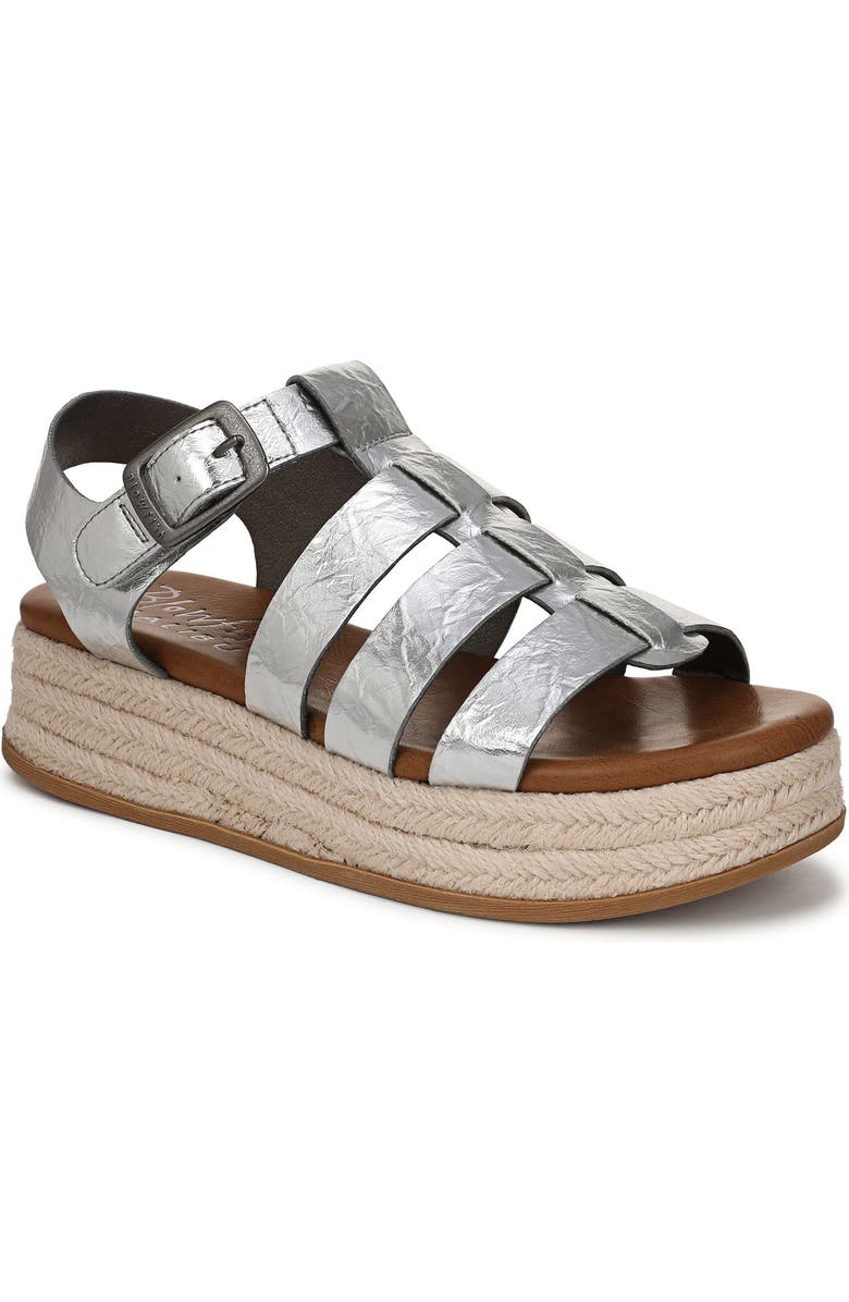 Blowfish Malibu Madrid 2 Espadrille Platform Wedge Sandal, Main, color, Silver Metallic Faux Leather