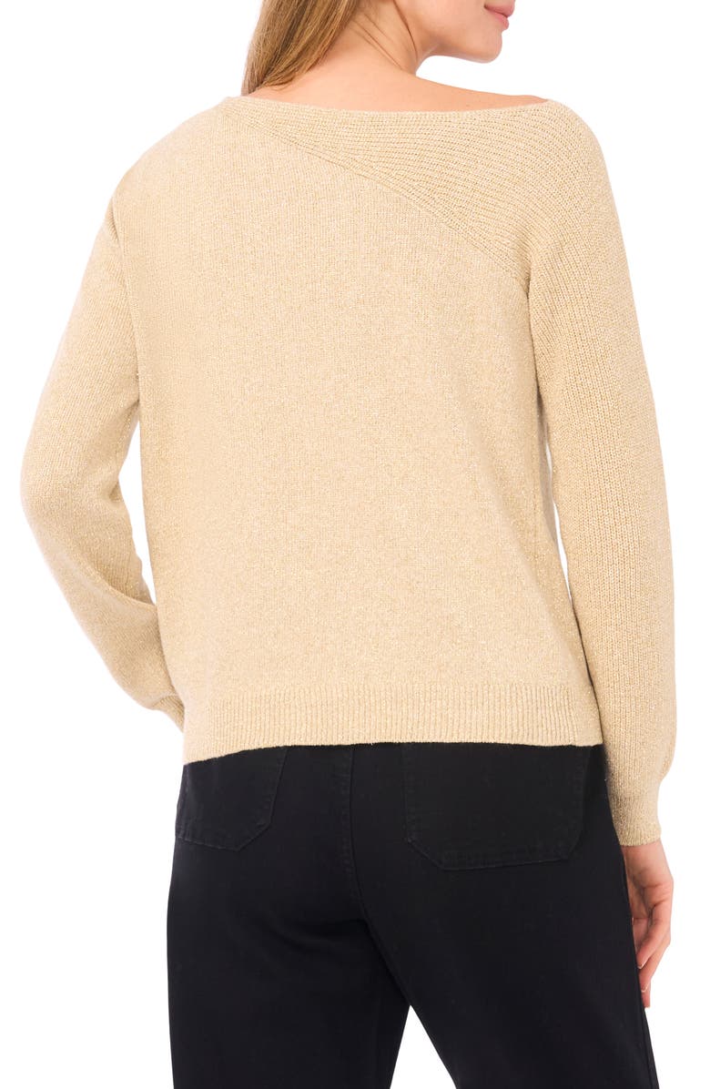 Vince Camuto Metallic Cutout Cotton Blend Sweater, Alternate, color, Metallic Gold