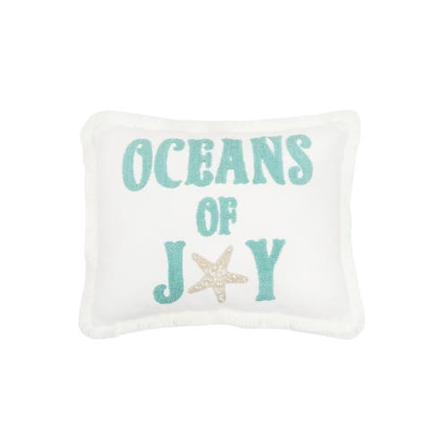 Ocean of Joy Starfish Holiday Tufted Fringed Lumbar Throw Pillow 12" x 16"