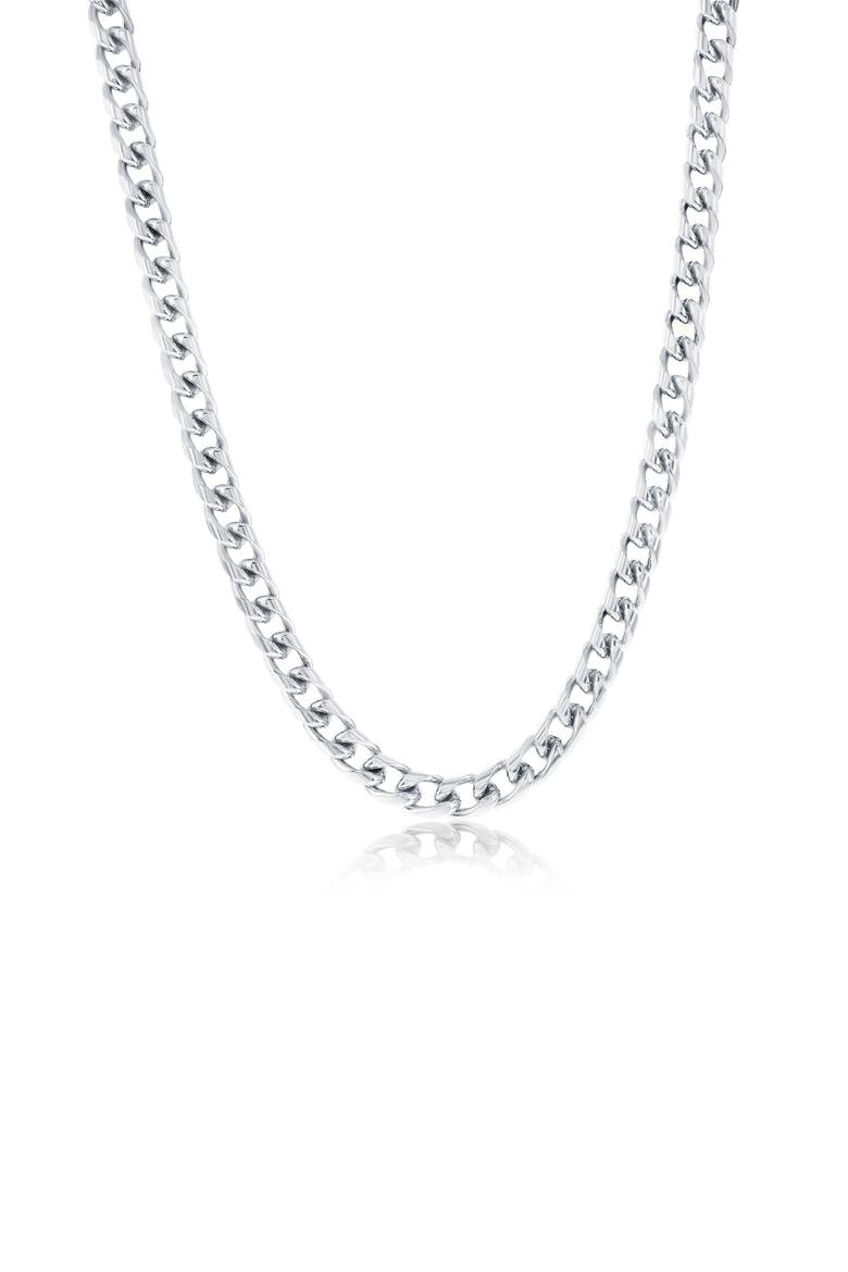 Men's Cuban Link Chain Necklace, Main, color, SILVER