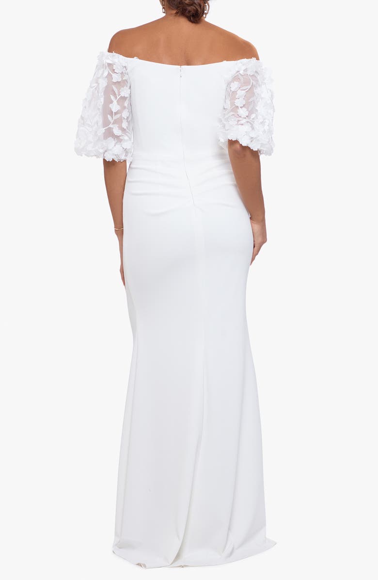 Xscape Evenings Xscape Off the Shoulder Floral Appliqué Trumpet Gown, Alternate, color,