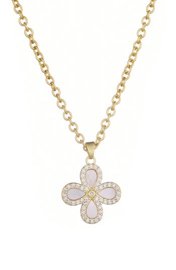 Adornia Mother Of Pearl Clover Pendant Necklace