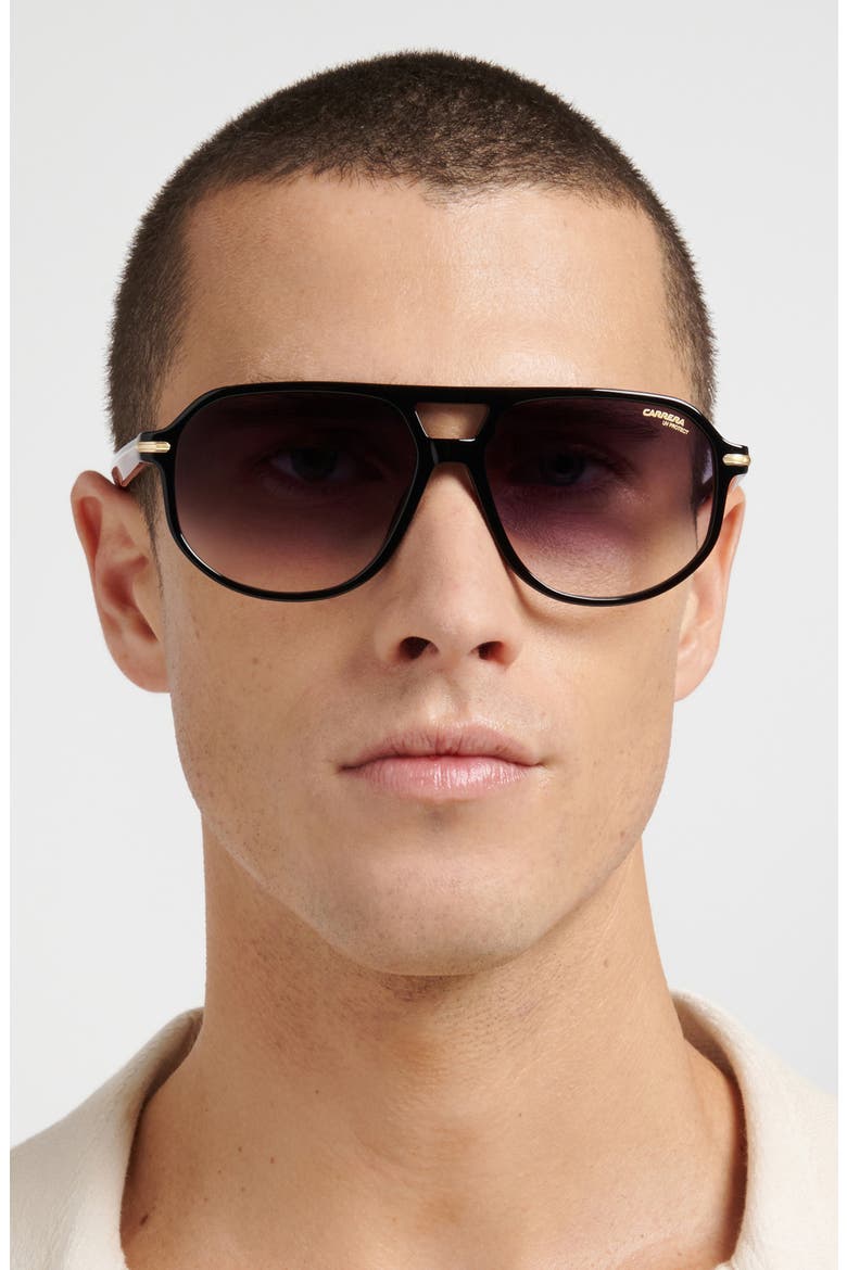 59mm Gradient Navigator Sunglasses, Alternate, color, BLACK RED/ DARK GREY SF