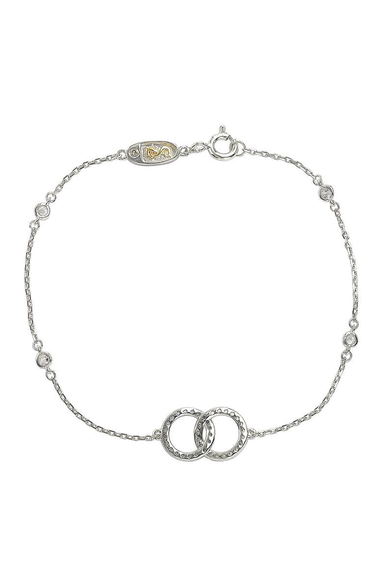 SUZY LEVIAN Sterling Silver Interlocked Circle Sapphire & Created Sapphire Station Bracelet, Alternate, color, 
