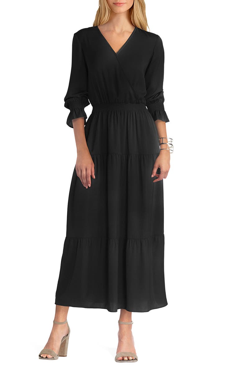 GIGI PARKER 3/4 Length Sleeve Smocked Maxi Dress, Main, color, 