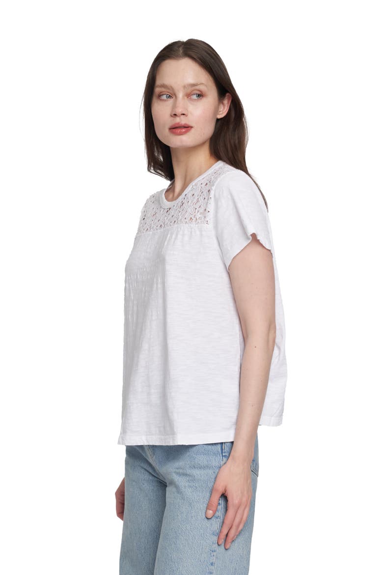 Easy Short Sleeve Crew Lace Yoke, Alternate, color, Blossom