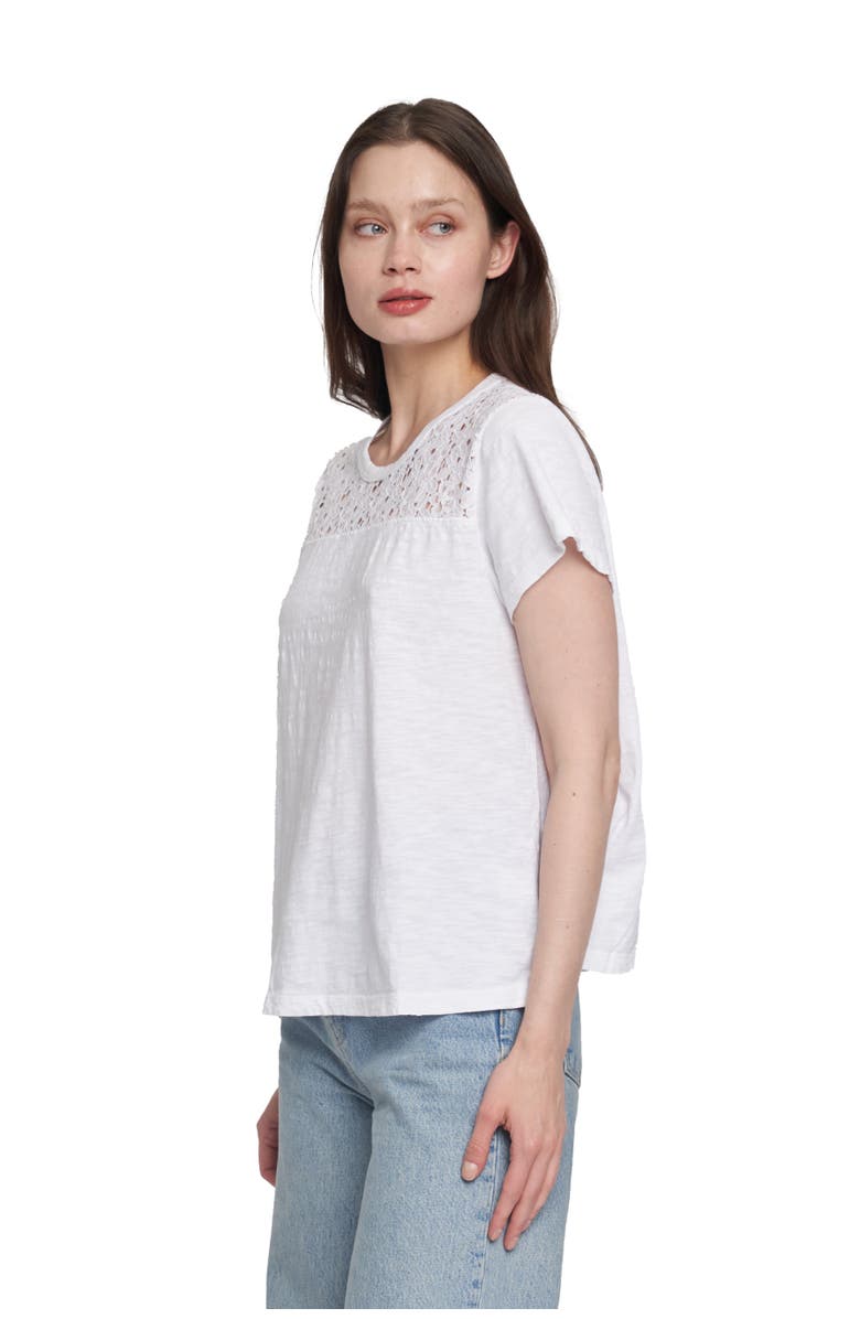 WILT Clothing Easy Short Sleeve Crew Lace Yoke, Alternate, color, Black